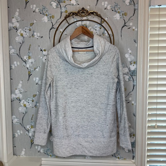 Lou & Grey Tops - Lou & Grey LOFT Cowl Neck Sweatshirt Space Dye Gray Raglan Pullover Womens Small